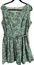 LINDY BOP Womens Dress Blue Floral Sleeveless Retro Style Belted Sz 5X - £20.29 GBP