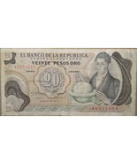 Julio 20 1977 El Banco de la Republica Veinte Pesos Oro Bogota Colombia - $36.75 MXN