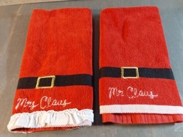 Christmas Dish Hand Towel Set Mr Mrs Santa Claus Embroidered St Nicholas... - $16.70
