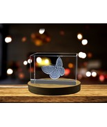 LED Base included | Spring Azure Butterfly Crystal Engraving - Gorgeous 3D - $25.99+