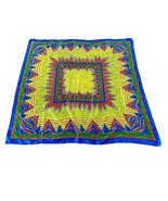 Vintage Square Scarf Colorful Blue Green Yellow 34” - $278.12 MXN