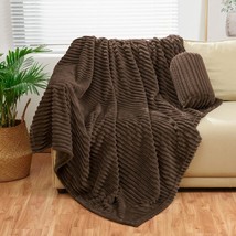 Brown Flannel Throw (50X70 Inches) With Storage Pouch,300Gsm Super Soft Fleece - £33.55 GBP