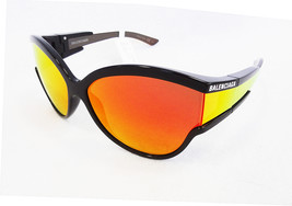 BALENCIAGA Sunglasses BB0038S 004 Black/Orange Wrap Mirrored MADE IN JAP... - £209.37 GBP