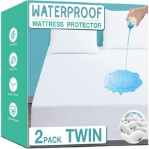 Waterproof, 2 Pack, Silent, Breathable, And Soft Twin Mattress Cover With Deep - £37.56 GBP