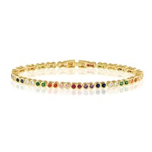 Sahira Jewelry Design Women's Rainbow Bezel Tennis Bracelet Gold - €43,99 EUR