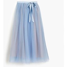 NWT J.Crew Tulle Ball Skirt in Blue Sheer Mesh Pleated Ribbon Belt A-line 8 - £79.47 GBP