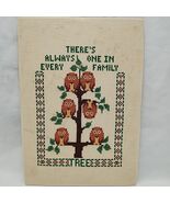 Vintage Handsown Needlecraft &quot;There&#39;s Always One In Every Family&quot; Owls I... - $254.06 MXN