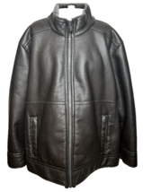 Calvin Klein Faux Leather Jacket Men&#39;s XL Brown Stylish Classic Fur Lined Heavy - £55.95 GBP
