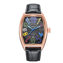 Watch Belt Casual Mens Watch Glow-In-The-Dark Tonneau Quartz Watch Men - £30.81 GBP