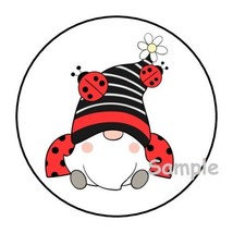 30 Ladybug Gnome Envelope Seals Labels Stickers 1.5&quot; Round Lady Bug Gifts Daisy - £5.88 GBP