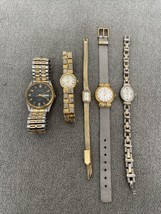 Lot of 5 Gold Tone Men&#39;s Women&#39;s Watches Timex Affinity Armitron Estate ... - $24.75