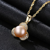 S925 Silver Necklace Electroplated 18K 7-7.5Mm Freshwater Pearl Fine Jewelry - £16.72 GBP