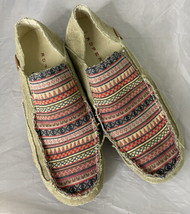 Roper SlipOn Womens Tan Canvas Waxy Southwest Distressed Daisy Shoes 8.5 - £31.89 GBP