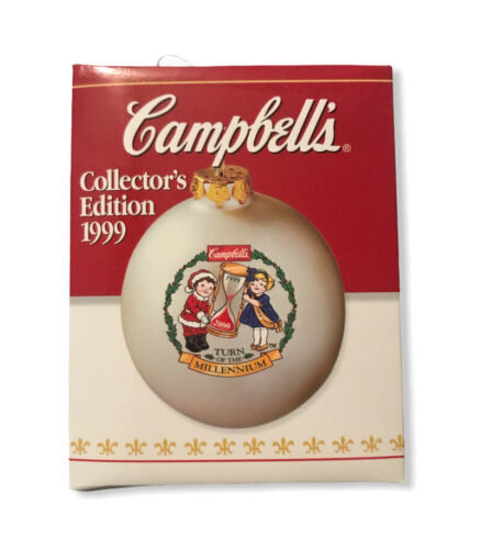 Primary image for Campbell's 1999 Christmas Kid Glass Ball Ornament Collector Edition Original Box