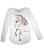 Girls' Long Sleeve Tee Cinched Sides Be True Unique Glitter Unicorn  Sma... - $6.99