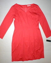 New NWT Rayon Josie Natori Dress Double Knit Jersey S Womens Red Fit Flare LS V - £446.13 GBP