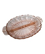 Vintage Anchor Hocking Glass Relish Dish Oyster &amp; Pearl Pink Depression 12&quot; - £20.15 GBP