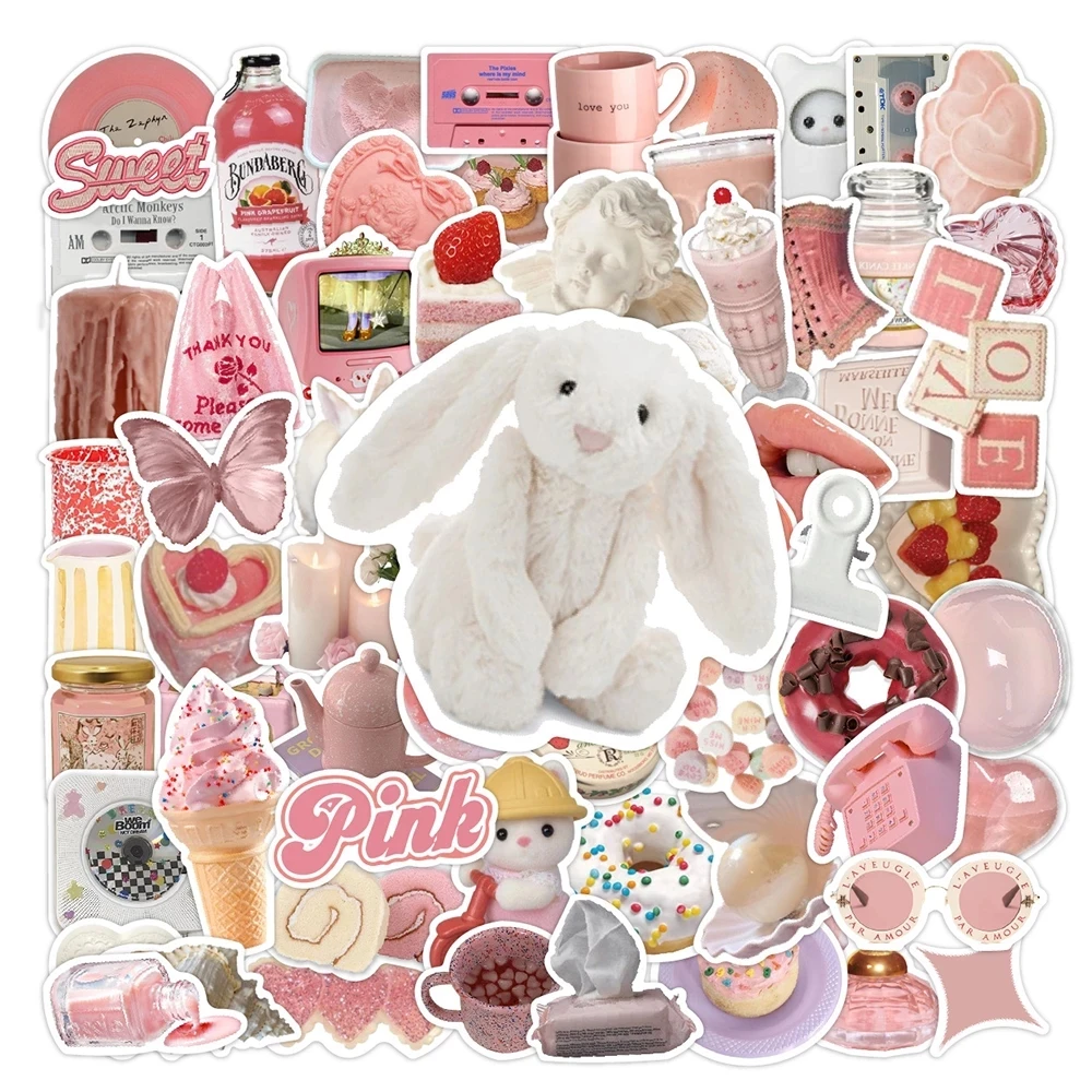 10/30/70pcs Kawaii Pink Cute  Stickers Aesthetic Toy DIY Decoration Suitcase Not - £62.97 GBP