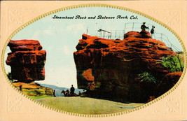 Embossed Colorado Postcard Balanced Rock And Steamboat Rock Horses Tourists - £6.65 GBP