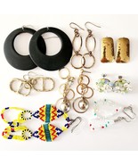 Vintage Earrings Lot Of 8 Pairs Metal Beaded Industrial Hoop Dangle Jewe... - $41.35 CAD