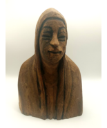 Vintage Carved Woman / Mother Mary Head Wooden Bust Sculpture - $150.55