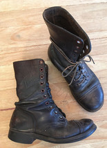 Vintage U.S. Army Paratrooper Combat Brown Leather Jump Boots 7.5 GJ Ply... - $137.06