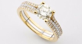 1.35 Carato Diamante Rotondo Bicolore 18k Oro Fidanzamento Solitario Ring Misura - £5,144.34 GBP