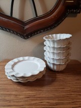 PIER 1 One ALEXANDRIA Beige/Off White Fluted - Set of 8 (5)Bowls (3)Salad Plates - £23.78 GBP