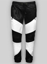 Black &amp;White Designer Genuine Lambskin Stylish Biker Men Motorcycle Leather Pant - £87.72 GBP+