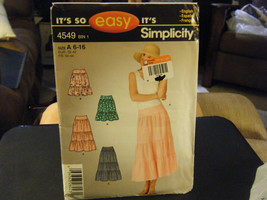 Simplicity 4549 Misses Skirt in 2 Lengths Pattern - Size 6-16 Waist 23-30 - $7.15