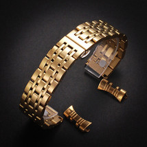 22mm Gold 304L Stainless Steel Metal Curved End Watch Bracelet/Watchband + Tool - £19.15 GBP+