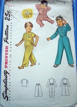 Simplicity Toddlers Two Piece Pajamas And Transfer Size 1 #3377 Copyright 1960 - £5.58 GBP