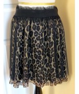FOREVER 21 TWIST Leopard Print Short Flared Skirt w/ Black Mesh Overlay (S) - $11.66
