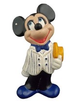 Walt Disney Mickey Mouse Figurine Striped Suit Yellow Hat Bowtie Pants 9.5&quot; Tall - £12.66 GBP