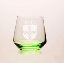 Taaffe Irish Coat of Arms Green Tumbler Glasses - Set of 4 (Sand Etched) - £54.76 GBP