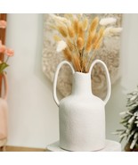Mowtanco White Vase, Ceramic Vase With 2 Ear Handles For Home Decor, Modern - £25.95 GBP