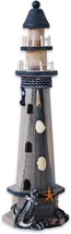 Wooden Lighthouse Decor, 19.5 Inch Decorative Nautical Lighthouse Rustic... - $32.99