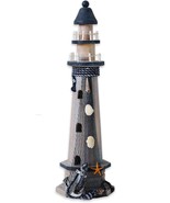Wooden Lighthouse Decor, 19.5 Inch Decorative Nautical Lighthouse Rustic... - £25.88 GBP