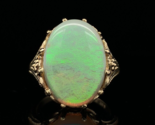 14k Yellow Gold 5.86 Carat Australian Genuine Natural Opal Ring (#J6335) - £1,750.61 GBP