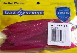 Luck-E-Strike, 6&quot; Twirl Tail Fishing Worm, Purple Body/Fire Pink Swirl Tail - £4.57 GBP