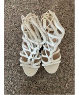 Strappy White Caged Wedge Sandals Heels - $33.46 CAD