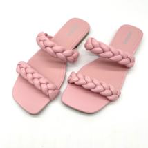 Soda Sandal Slides Women 9 Pastel Pink Braided Flat Square Toe Twee Kawa... - £10.43 GBP