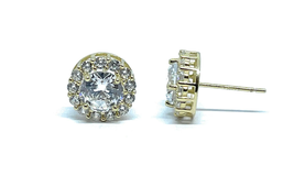 ADIRFINE 14K Solid Gold Round Cubic Zirconia Halo Stud Earrings - £81.77 GBP+