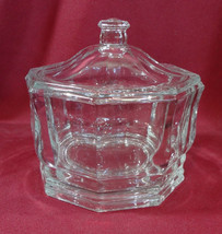 Clear Indiana Glass Concord Heavy Octagon Candy Dish Bowl With Lid Vintage - £7.95 GBP