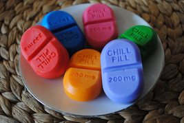 6 X Handmade Chill Pill Soaps- novelty, gag soap, baby shower, gift - £5.14 GBP