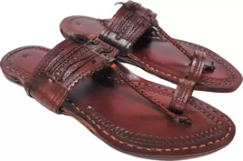 Mens Kolhapuri Soft Leather chappal handmade Flat HT5 ethnic Sandal US size 7-12 - £29.31 GBP