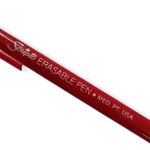 Scripto Eraseable Pen Red Ink Vintage USA Made Color Medium Point Nwot Nos Works - £7.13 GBP