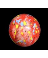 Stunning vintage art glass orange blue &amp; yellow speckled paperweight - $49.99