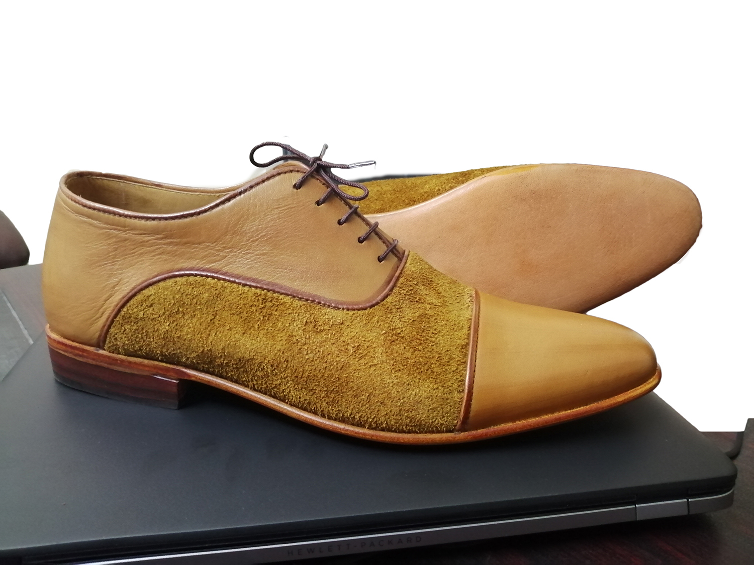 NEW Handmade Men's 2 Tone Brown Lace Up Shoes, Men's New Cap Toe Leather Suede