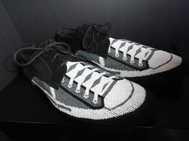 Donald Pliner Glass Beaded Black and White Made in Italy Shoes Size 12 M - £668.63 GBP